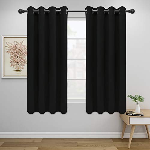Easy-Going Thermal Blackout Curtains - 2 Panels 52x46 in, Black
