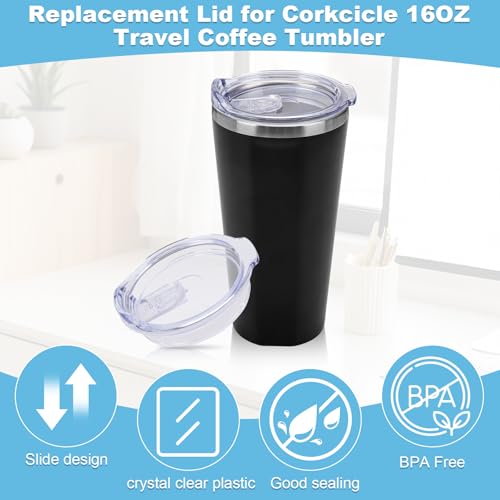 16oz Replacement Lid for Corkcicle Tumbler,Double Sealing Spill Proof Replacement Top Compatible with 16 oz Cork cicle Travel Coffee Mug,2.9in Drink Cup Lids Fit for Corkcicle Water Bottle
