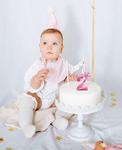 Glitter Pink Number 2 Birthday Candle - 3.15 Inch Crown Topper