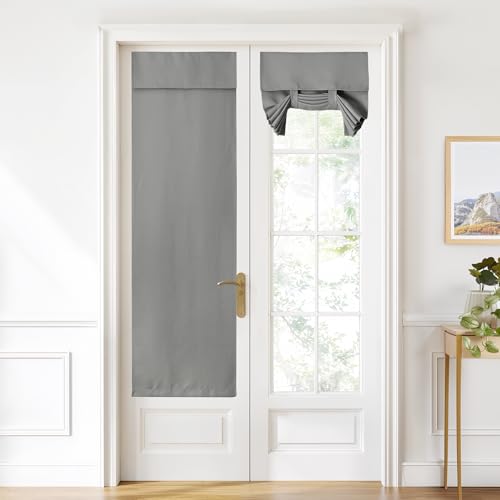 NICETOWN Silver Grey Blackout Door Curtain - 22 x 72 Inches