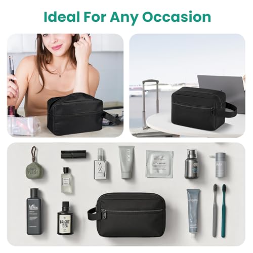 ZENBAGTH Small Travel Toiletry Bag for Women and Men Black Cosmetic Bag