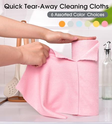 KitchLife Reusable Microfiber Cleaning Cloth Roll - Pink, 20 Tear-Away Sheets