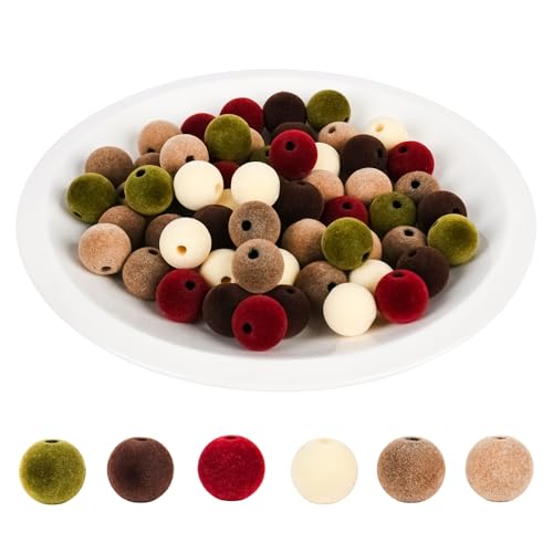 Christmas Velvet Bead Set - 60pcs 16mm Holiday Ornament Craft Supplies
