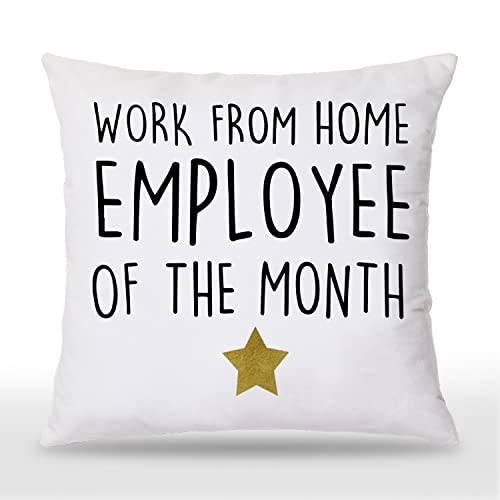 Employee of The Month Funny Throw Pillow Cover, 18x18 White-a