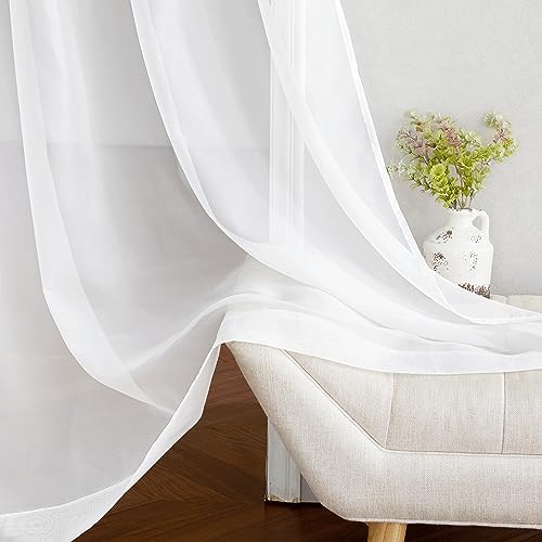 NICETOWN Airy Sheer Curtains - 54x54 Inch Grommet Voile Panels, Ivory, Set of 2