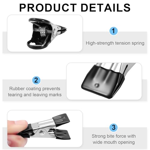Senbowe 30 Pack Metal Chip Clips - Rubber Coated, 6 Colors