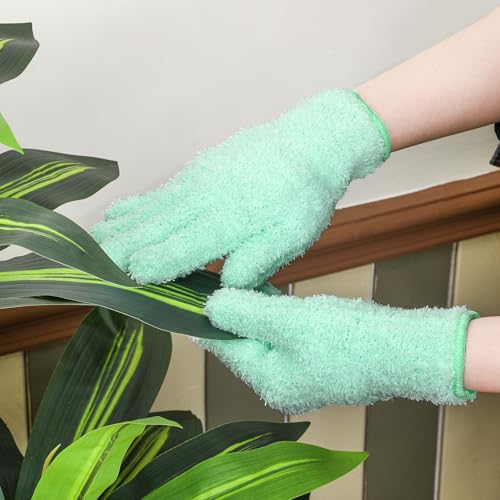 Patelai Microfiber Leaf Dusting Gloves for Indoor Plants, 3 Pairs, Medium