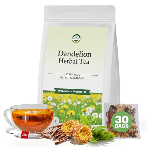 QUMIOBU Dandelion Herbal Tea - Liver & Kidney Detox Blend, 30 Tea Bags