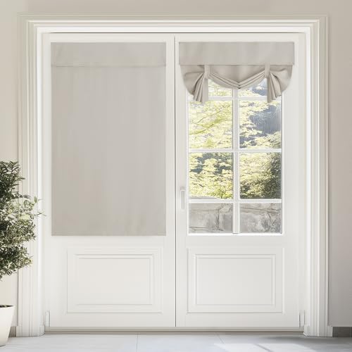 NICETOWN 46x63 Light Flaxen Thermal Insulated Tie Up Curtains