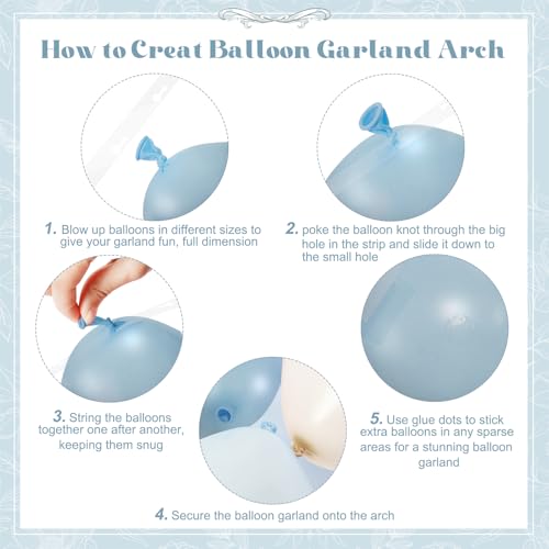 Dusty Blue Gold Balloon Garland Arch Kit - 128 Pieces for Parties