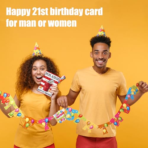 Funny 21st Birthday Card - Finally Legal Fake ID Joke Design with Envelope