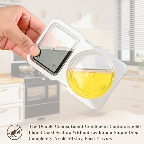 Reusable Snack Containers with Lids - 2 Compartment Portion Control Box