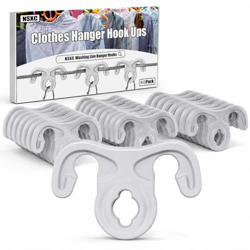 40 Pcs Windproof Clothesline Hanger Hooks - Strong Grip ABS Design