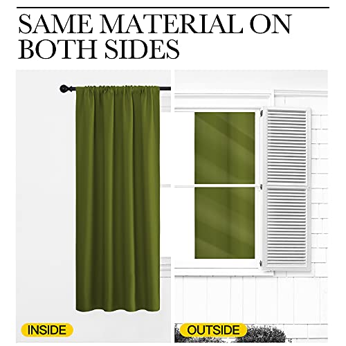 NICETOWN Olive Green Thermal Blackout Curtains - 34 x 63 Inch, 2-Pack