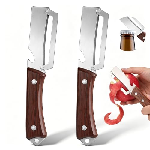 TIESOME 2-Pack Stainless Steel 2-in-1 Vegetable Peeler & Bottle Opener