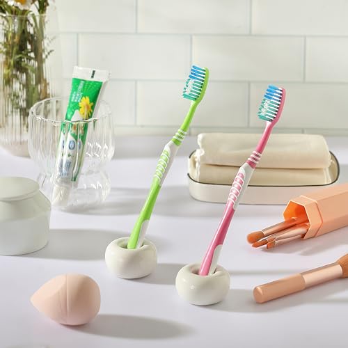 DQELFA 2-Piece Ceramic Toothbrush Holder with Sea-Themed Designs