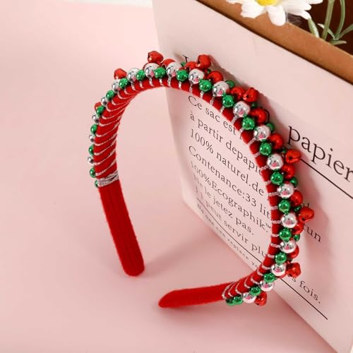 Christmas Jingle Bell Headband Festive Holiday Hair Hoop for Women and Girls