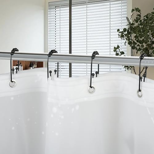 Resze U-Shaped Shower Curtain Hooks - 12 Durable Black Rings