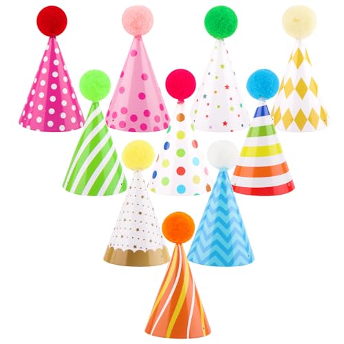 10 Pcs Colorful Mini Birthday Hats for Pets and Stuffed Animals