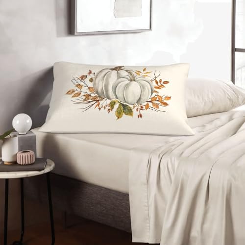 Fall Pumpkin Pillow Covers Set of 2 - 12x20 Inch Decorative Cushions