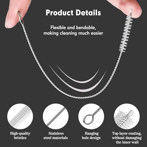 18-Piece Straw Cleaner Brush Set, Extra Long Stainless Steel Straw Brushes