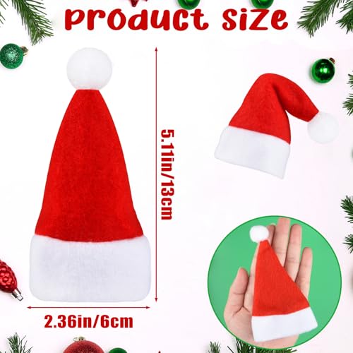Mini Christmas Hat Set of 10 - Red Velvet Santa Hats for Holiday Decorations