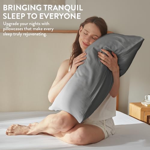 SureFit Gray Queen Size Washed Ultra-Chill Cooling Pillowcase Set of 2