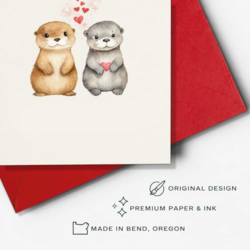Cute Otter Christmas Card for Husband Wife Boyfriend Girlfriend - 8x5.3"