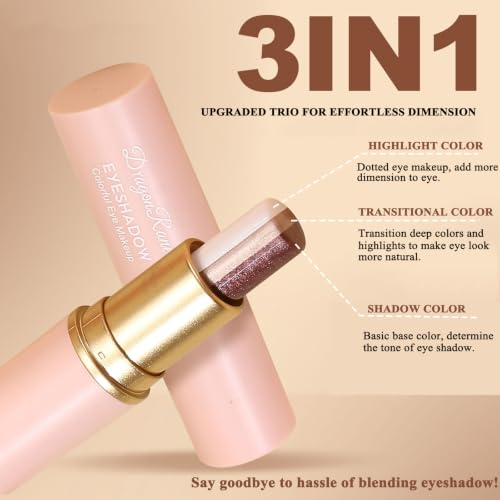 TEEROVA Glitter Eyeshadow Stick - Three-Tone Shimmer Gradient Eye Shadow Pen 02#