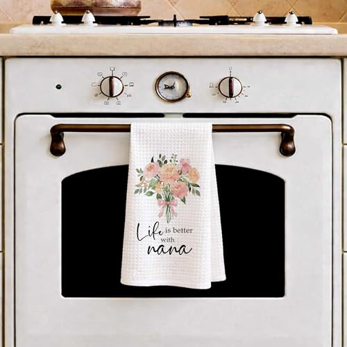 Life Nana Kitchen Towels - Grandma Gift Rustic Floral Hand Towel 16x24in