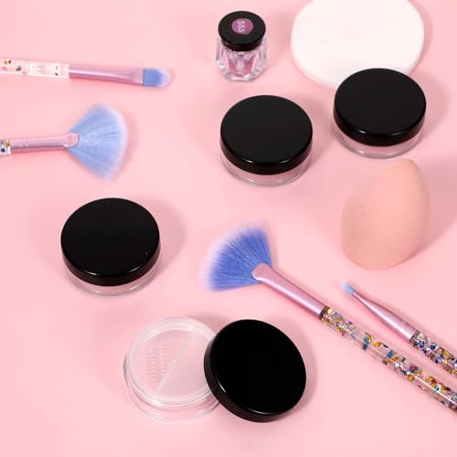 4 Pcs Refillable Loose Powder Containers, Plastic Travel Powder Compact with Rotatable Sifter