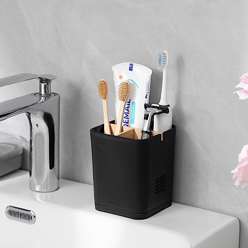 Electric Toothbrush Holder & Toothpaste Organizer, Black - 3 Slots