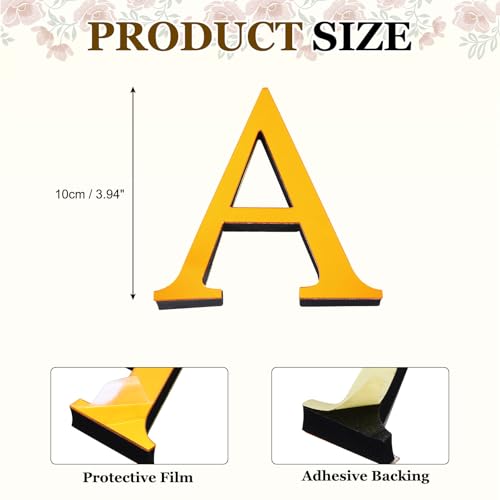 PATIKIL 3D Acrylic Alphabet Mirror Wall Sticker - Letter A, Deep Gold
