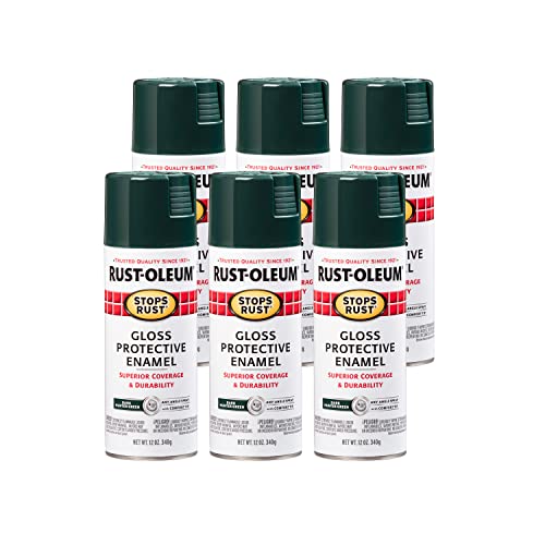 Rust-Oleum Stops Rust Protective Spray Paint, Gloss Dark Hunter Green, 12 oz (6-Pack)