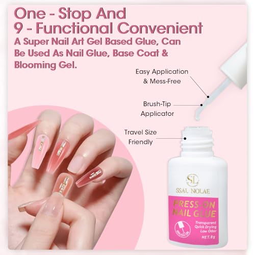 Brush-On Nail Glue for Press On Nails - Quick Dry Salon Quality Adhesive