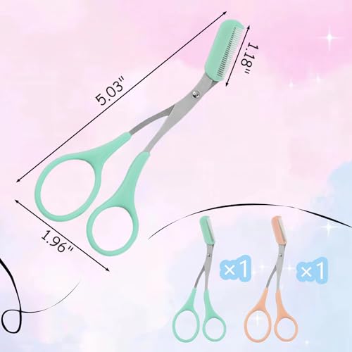 2Pcs Eyebrow Trimmer Scissors with Detachable Comb Safe Grooming Tool