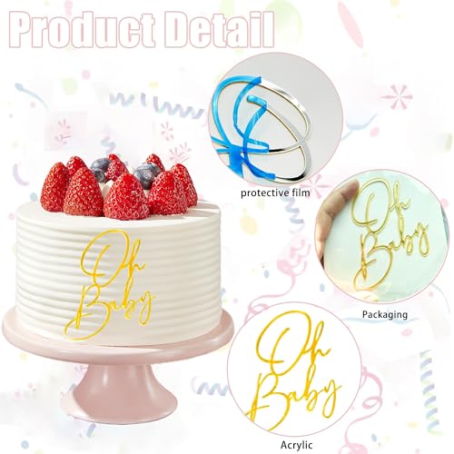 Oh Baby Gold Acrylic Cake Topper for Baby Shower and Gender Reveal