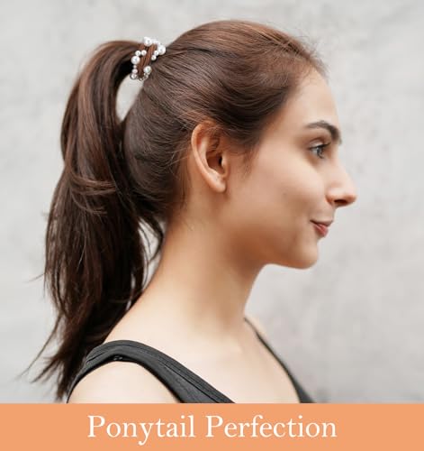 Thrymme Pearl Hair Ties Set, 4 Pcs Elastic Ponytail Holders