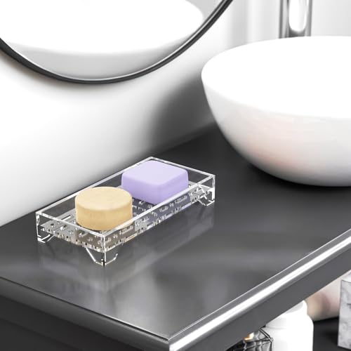 NiHome Self-Draining Soap Dish - Clear Acrylic Holder with 360° Airflow