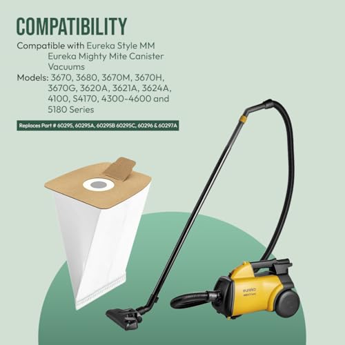HEPA Micro Filtration Vacuum Bags for Eureka Mighty Mite 3670-3680, Pack of 9