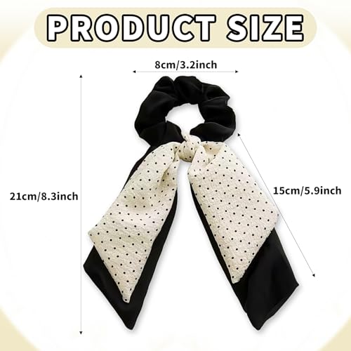 Doneace Satin Bow Hair Scrunchies with Long Ribbon Tail White Hair Tie