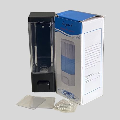 Wall-Mounted Manual Soap Dispenser - 350ml Black Plastic