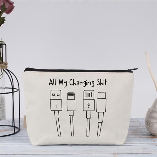 Canvas Zipper Pouch Travel Accessories Bag for Charging Essentials Style E