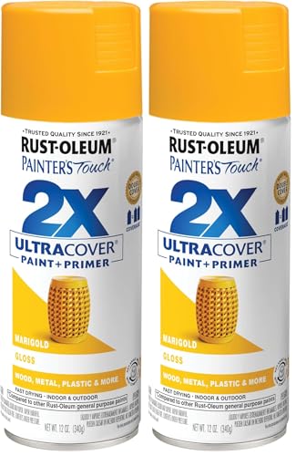 Rust-Oleum Painter's Touch 2X Ultra Cover Spray Paint, Gloss Marigold, 12 oz (2 Pack)