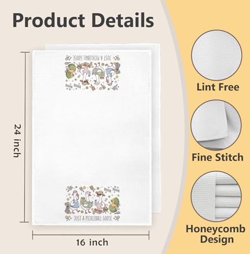Cute Pickleball Goose Kitchen Towels - 16x24 Inch Decorative Hand Towels