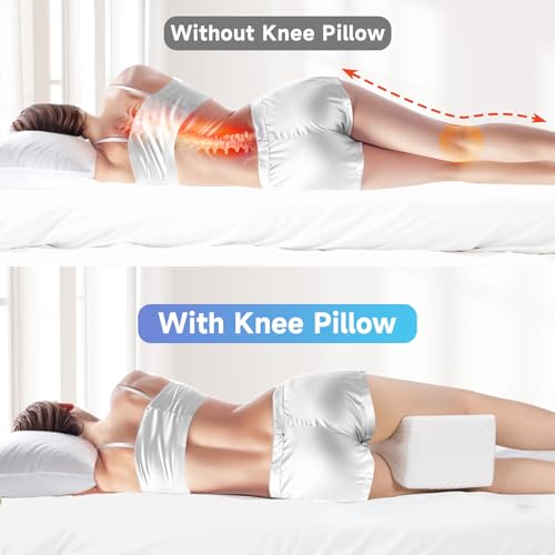 Cooling Gel Knee Pillow for Side Sleepers - Large White Memory Foam