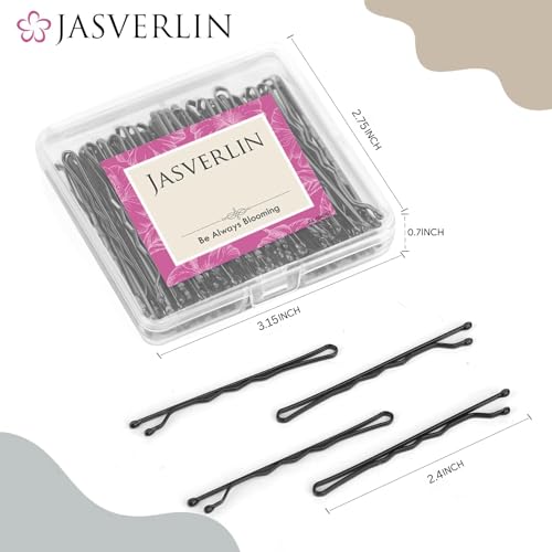 JASVERLIN Large Black Bobby Pins 2.4 Inch 100 Pcs Long Hair Pins