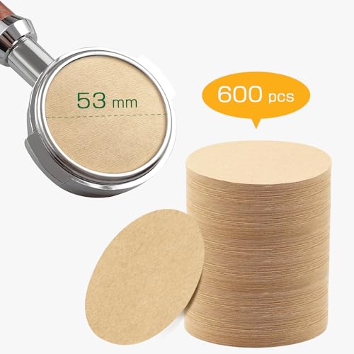 Wollibao 54mm Espresso Filter Paper for Ninja Luxe Cafe & Breville Machines, 600pcs (53/54mm Variant)
