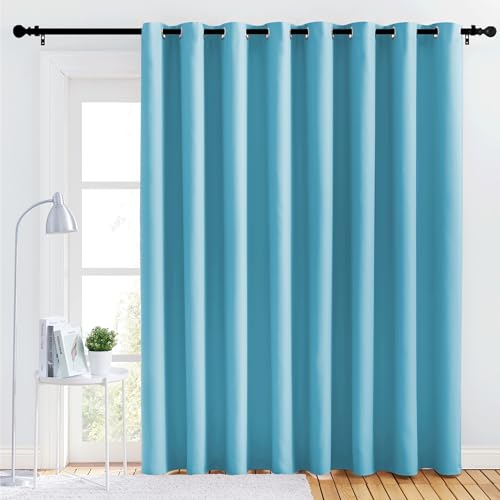 NICETOWN Teal Blue Room Divider Curtain Panel - 84" x 120" Blackout Soundproof Partition for Doorway & Window