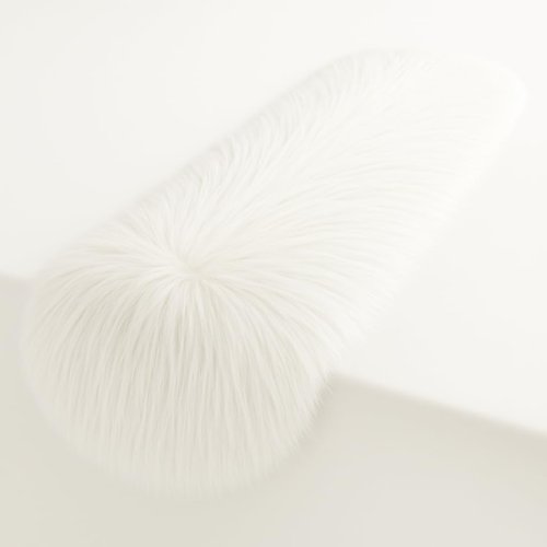 FabricLA Off White Faux Fur Accent Cut 24 x 60 Inches with Rounded Edges for Holiday & Christmas Decor